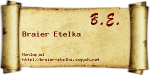 Braier Etelka névjegykártya